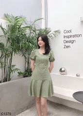Đầm chỉ nối xanh C1370