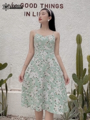 Đầm LOREN 2 dây hoa cúc xanh C1132