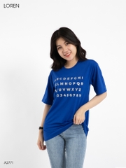 Áo thun nữ LOREN in chữ xanh A2771