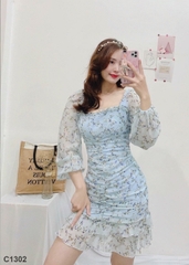 Đầm Hoa bèo tay xanh C1302