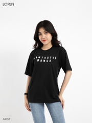 Áo thun nữ LOREN chữ in đen A2751