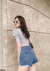 Quần jean short 2 nút tua xanh B5106
