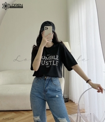 Áo thun nữ LOREN hình chữ đen A2679