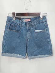 Quần jean ngố kẻ túi tua xanh B5204