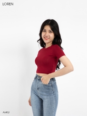 Áo croptop cổ tròn tay ngắn đỏ A6452
