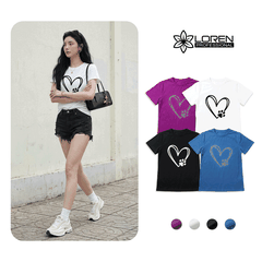 Áo thun nữ LOREN Regular tim A21096