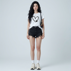 Áo thun nữ LOREN Regular tim A21096