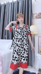 Đồ ngủ pijama lửng phối màu đen D1718