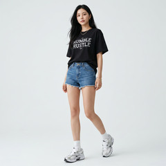 Áo thun nữ LOREN hình chữ đen A2679