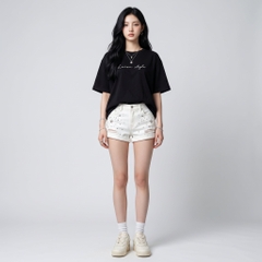 Áo thun nữ LOREN chữ Loren style đen A2742