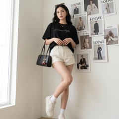 Áo thun nữ LOREN chữ Loren style đen A2742