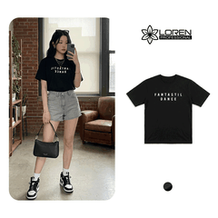 Áo thun nữ LOREN chữ in đen A2751