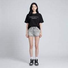 Áo thun nữ LOREN chữ in đen A2751