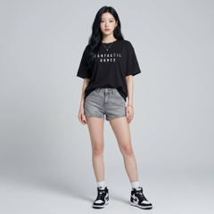 Áo thun nữ LOREN chữ in đen A2751