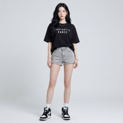 Áo thun nữ LOREN chữ in đen A2751