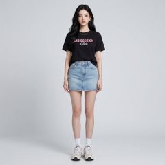 Áo thun nữ LOREN in chữ Bad Decision đen A2773