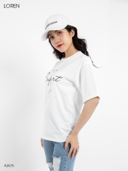 Áo thun nữ LOREN girls support trắng A2675