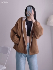 Áo khoác nữ LOREN da lộn tay phồng A4937