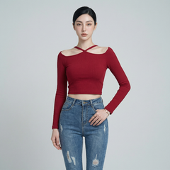 Áo nữ LOREN bo gân chéo cổ A61025