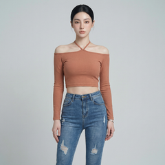 Áo nữ LOREN bo gân chéo cổ A61025