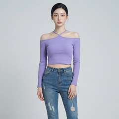 Áo nữ LOREN bo gân chéo cổ A61025