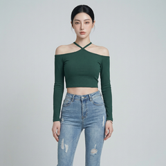 Áo nữ LOREN bo gân chéo cổ A61025