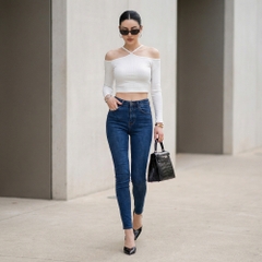 Áo nữ LOREN bo gân chéo cổ A61025