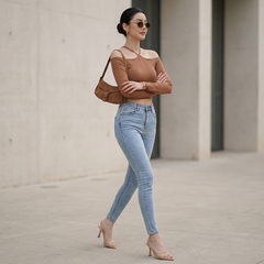 Áo nữ LOREN bo gân chéo cổ A61025