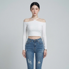 Áo nữ LOREN bo gân chéo cổ A61025