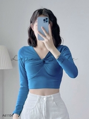 Áo croptop nữ LOREN xoắn ngực tay dài A61104