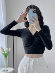 Áo croptop nữ LOREN xoắn ngực tay dài A61104