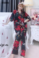 Đồ ngủ pijama tay ngắn quần dài đen D1707