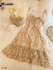 Đầm maxi LOREN hoa đuôi cá cột vai C1929