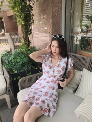 Đầm LOREN hoa xòe trắng C1137