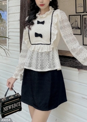 Set áo nơ chân váy đen A9054