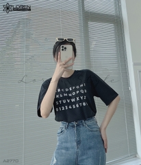 Áo thun nữ LOREN in chữ đen A2770