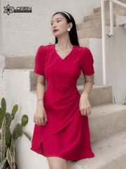 Đầm LOREN xòe cổ chéo đỏ C1139