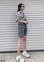 Quần jean ngố sọc tua xám B5202