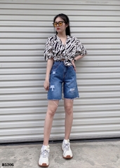 Quần jean ngố rách tua xanh B5206