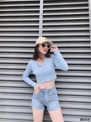 Quần jean short 2 nút tua xanh B5114