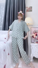 Đồ ngủ pijama tay ngắn quần dài xanh D1705