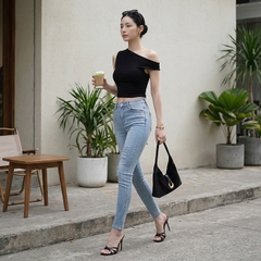 Quần jean skinny LOREN rách xanh B5068
