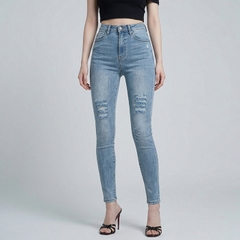 Quần jean skinny LOREN rách xanh B5068
