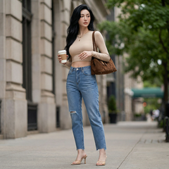 Quần jean baggy LOREN rách tua B51036