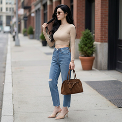 Quần jean baggy LOREN rách tua B51036
