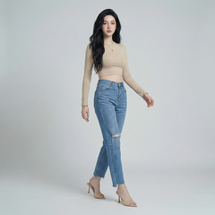 Quần jean baggy LOREN rách tua B51036