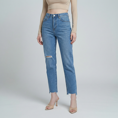 Quần jean baggy LOREN rách tua B51036