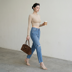 Quần jean baggy LOREN rách tua B51036