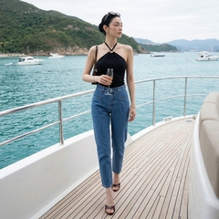 Quần jean baggy LOREN trơn kiểu túi B51038