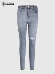 Quần jean nữ skinny LOREN lửng rách gối B51042